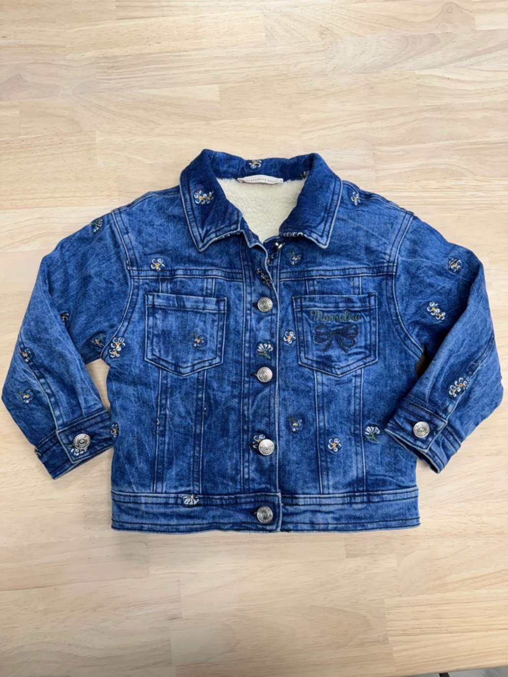 Monnalisa Sherpa lined denim jacket